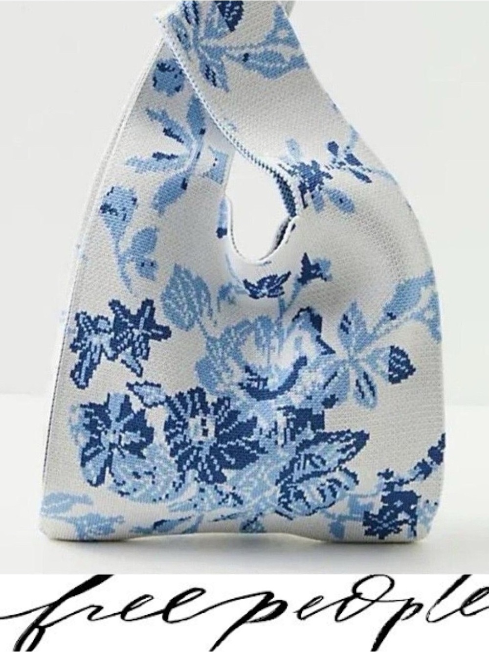 Free People Blue Floral Knit Bag❤️ NWT
